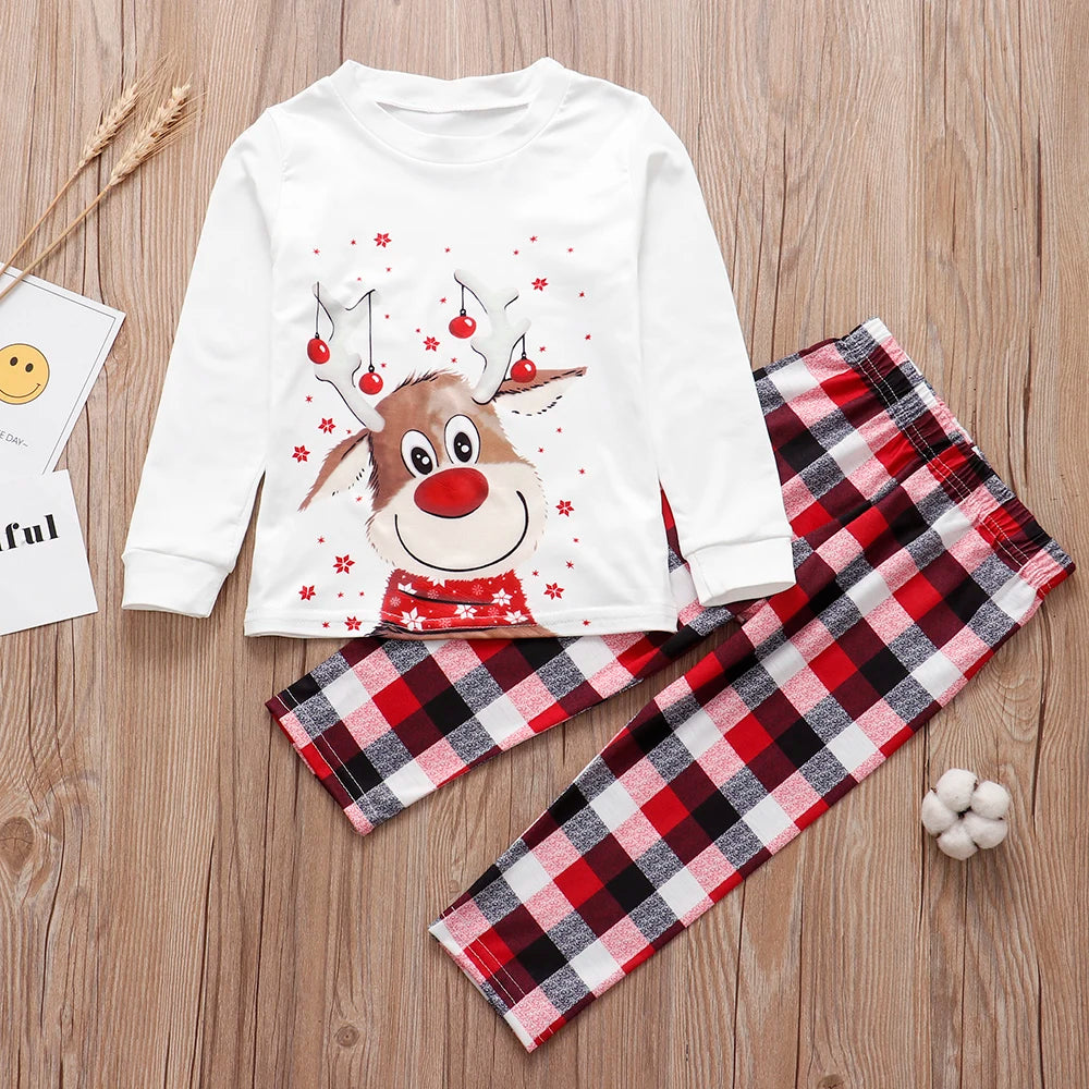 🎄 Family Matching Christmas Pajamas – Deer Print Sleepwear for Adults, Kids, Baby & Pets🐾
