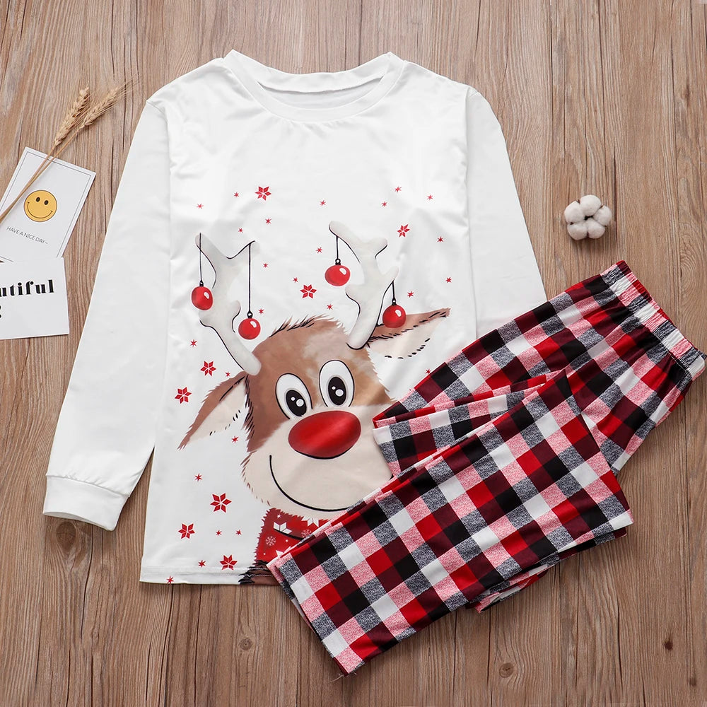 🎄 Family Matching Christmas Pajamas – Deer Print Sleepwear for Adults, Kids, Baby & Pets🐾