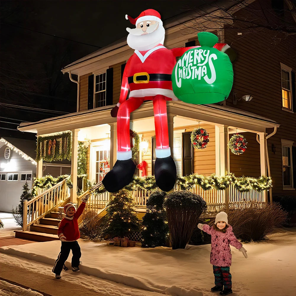 🎅 8FT Inflatable Santa Claus with LEDs – Giant Outdoor Christmas Decoration for Yard & Garden Display