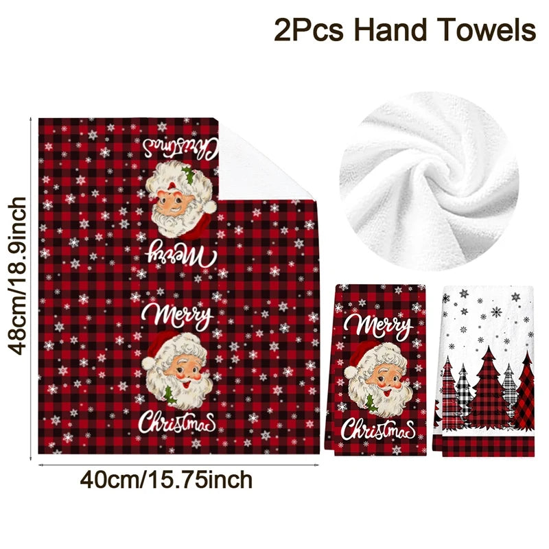 2pcs Christmas Kitchen Towels – Buffalo Plaid Holiday Hand Towels for Festive Home Decor & Gift Set 2025
