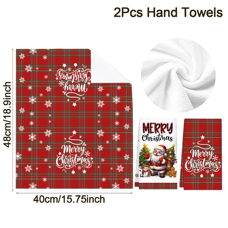 2pcs Christmas Kitchen Towels – Buffalo Plaid Holiday Hand Towels for Festive Home Decor & Gift Set 2025