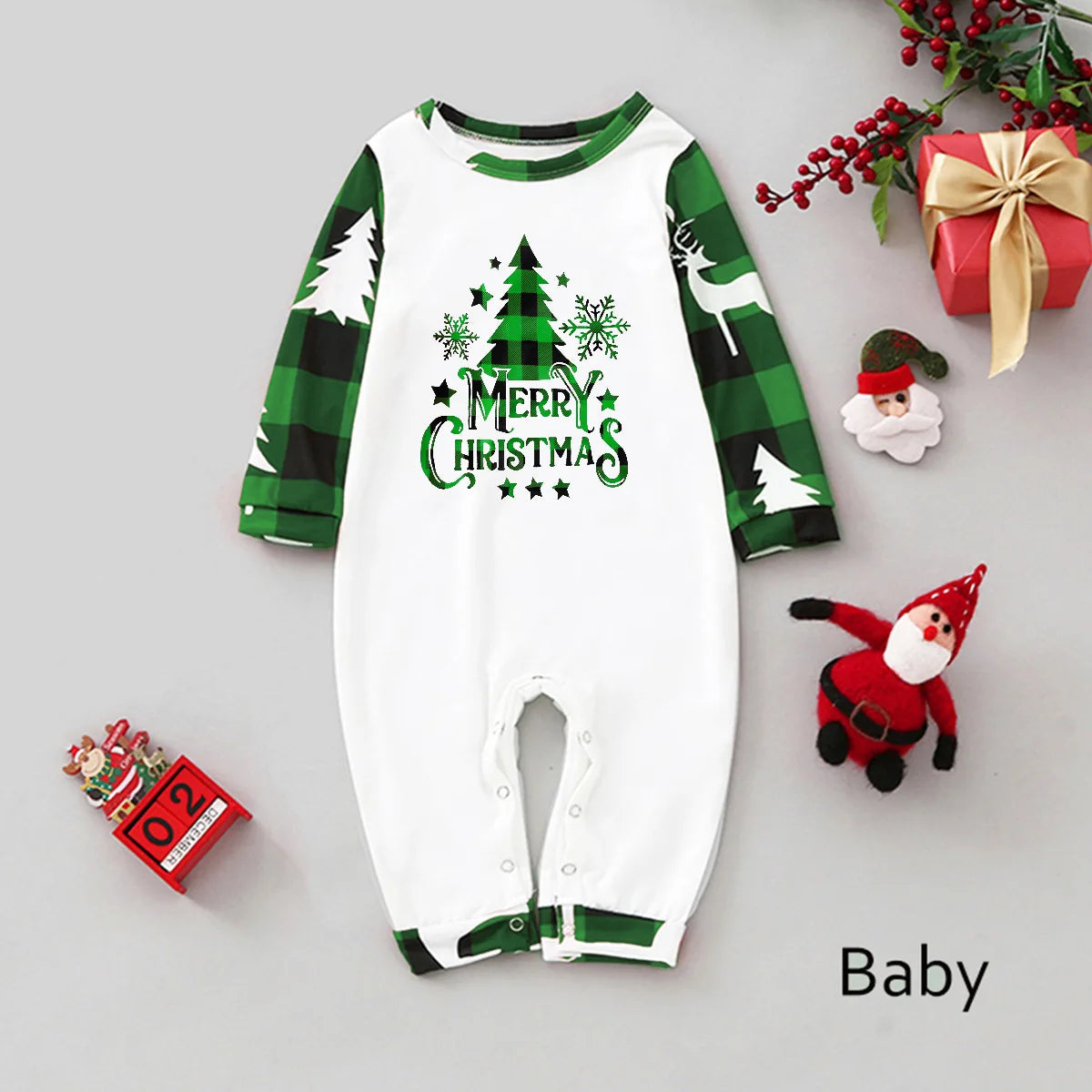 🎅 Xmas Matching Family Pajamas 2025 – Green Reindeer Print PJs for Adults, Kids, Baby & Pets